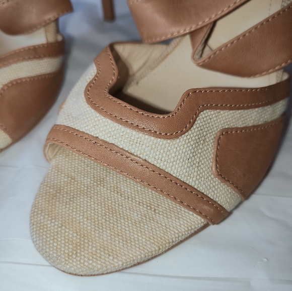 Calvin Klein Women's Brown and Tan Canvas and Leather Heels Size 10 - Picture 2 of 11